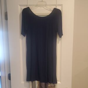 Women's Navy Short-Sleeve Scoop Neck Tunic
